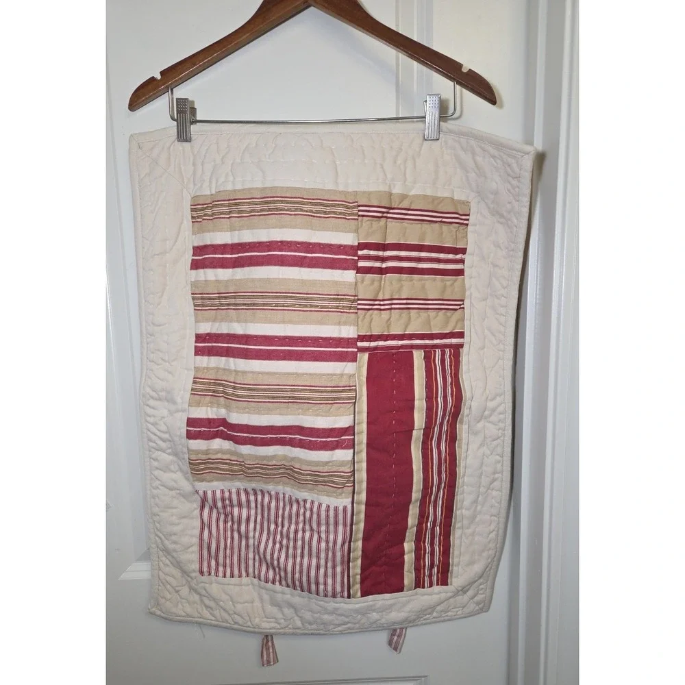 2 Pottery Barn‎ Vintage Stripe Patchwork Quilted Pillow Shams Ticking 2007 STD